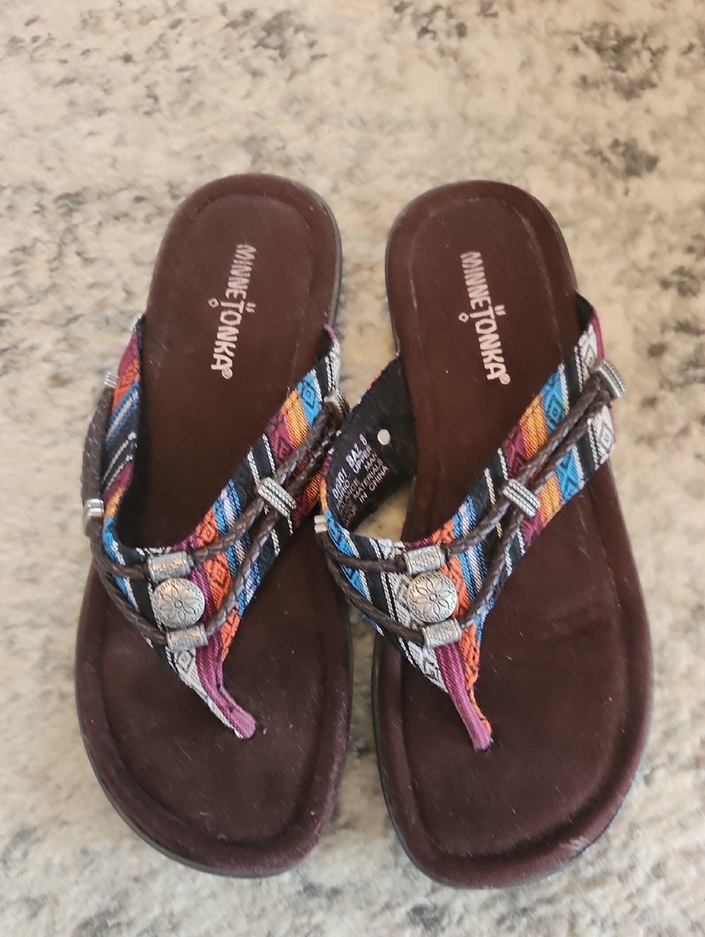 Minnetonka Multicolored Baz Flip Flop Sandals Size 8